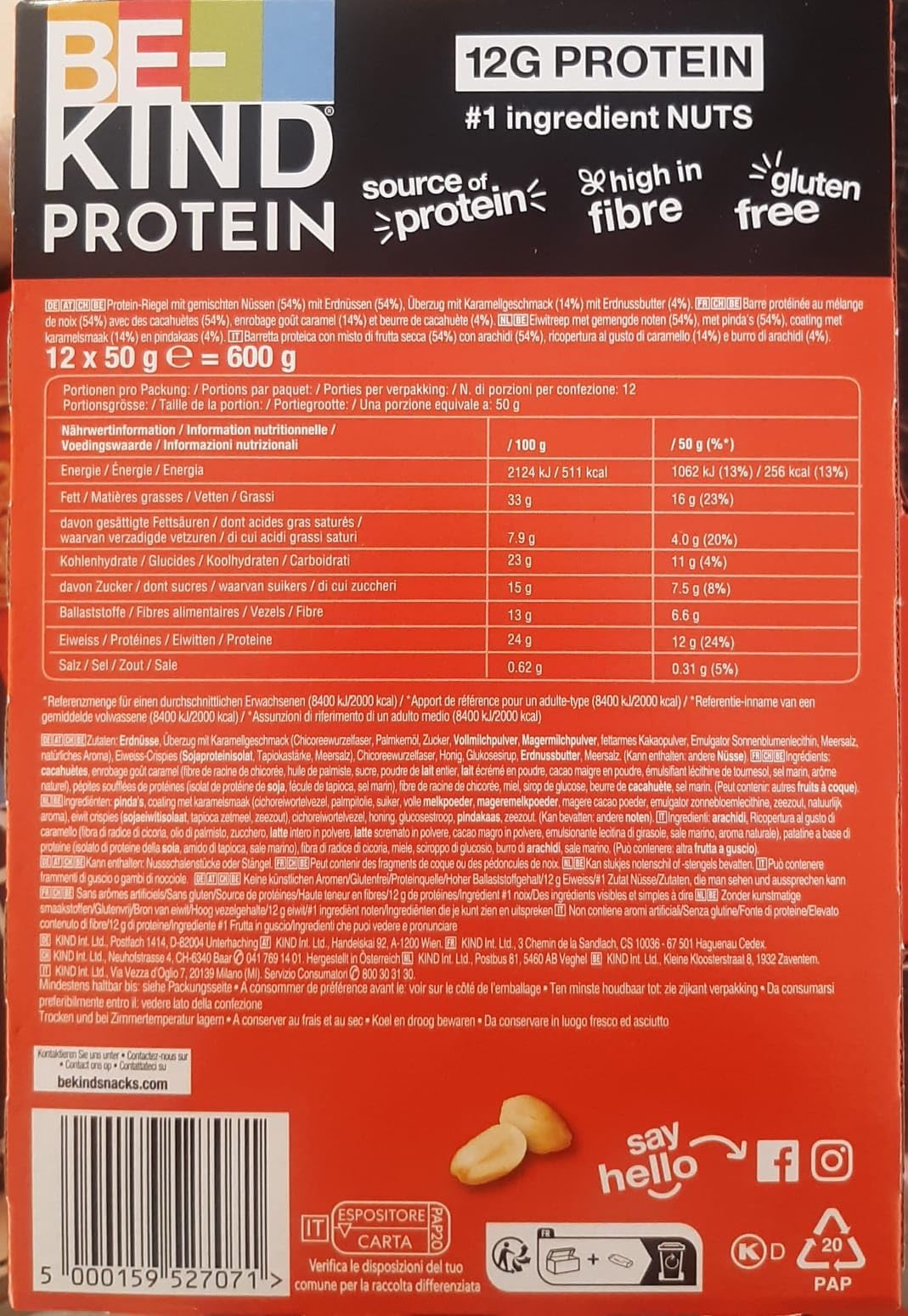 be-kind-protein-barres-beurre-cacahu-tes-croquant-12x50g image 2