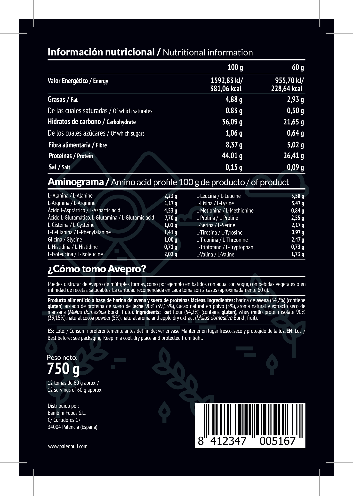paleobull-avepro-prot-ine-avoine-whey-750-g-cacao image 3